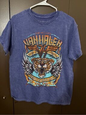 Van Halen Short Sleeve Graphic Tee in Washed Blue